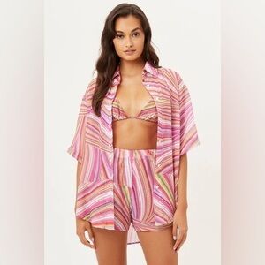 Frankie’s Bikinis Fifi Button Down Shirt Size Medium